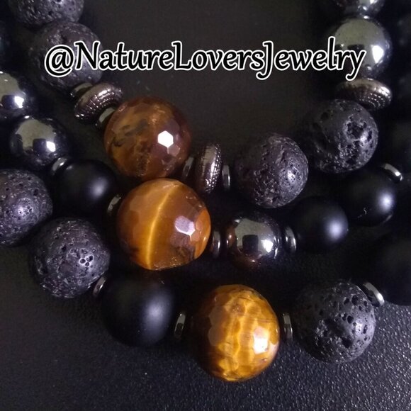 Shop Gifts for Dads!!! Handsome Big Man's Bracelets - Semi-Precious Stone Beads - Picture 6 of 12